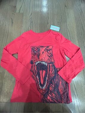 Cat & Jack Boys Dinosaur Shirt Size M (8/10) NWT Long Sleeve Red